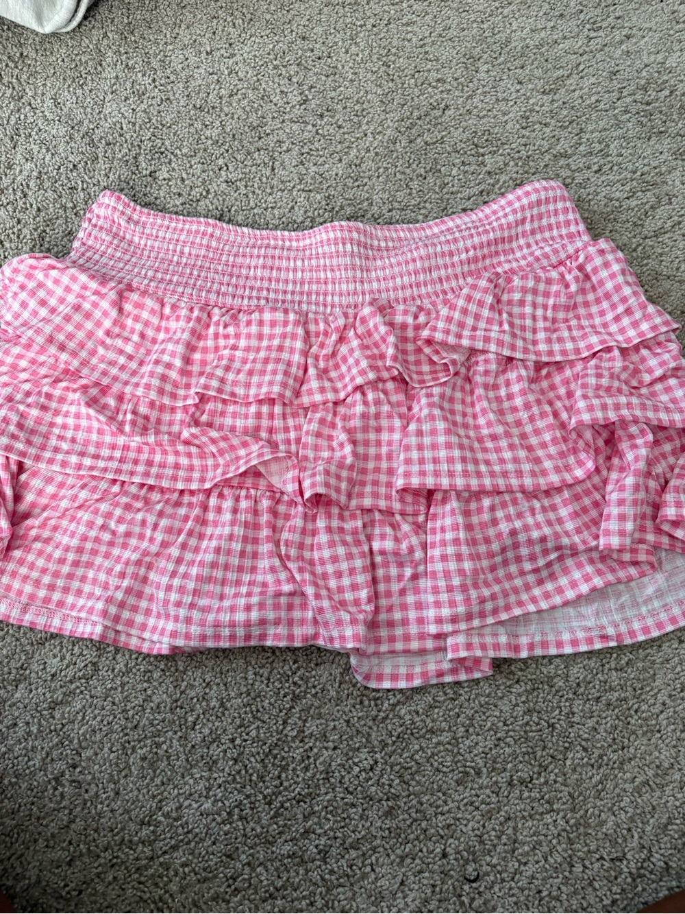 Primark Pink Gingham Tiered Ruffle Mini Skirt